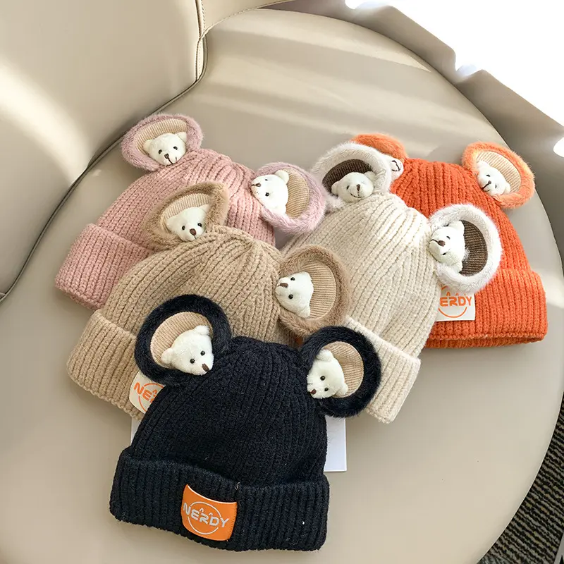 Yüksek kaliteli kış organik pamuk boş örgü çocuk kap bebek kız bere şapka toplu özel örgü şapkalar