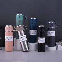 Vente en gros usine : Coffret cadeau de bouteilles d'eau isothermes 500 ml en acier inoxydable, pour boissons chaudes et froides, avec gobelet et thermos à thé sous vide