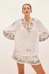 Vêtements de maison décontractés pour femmes, imprimé personnalisé, chemise boutonnée à manches longues en rayonne de lin, vêtements de plage, chemise de maison, ensemble 2 pièces, short - Product Image 3