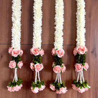 Guirlande de fleurs artificielles roses et jasmin pour décoration de mariage, toile de fond de scène événementielle, guirlandes de tissu pour l'inauguration de maison, écologiques