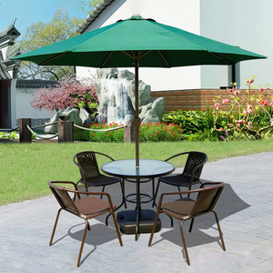 Outdoor Garden Dining Table 4 Chairs <strong>with</strong> <strong>Patio</strong> <strong>Umbrella</strong> Glass Cafe Table and <strong>Umbrella</strong> <strong>Patio</strong> Sunshade Table <strong>Set</strong> - Product Image 1