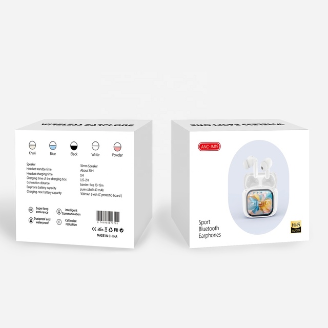 ANC Tws Earbuds Touch Screen Noise Cancelling Gaming In-Ear Wireless Earphones & Headphones  AI Translation Earbuds
