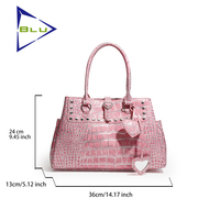 Sac à main grande capacité personnalisé à motif crocodile pour femme, sac à bandoulière, sac fourre-tout personnalisé avec rivets et design cœur