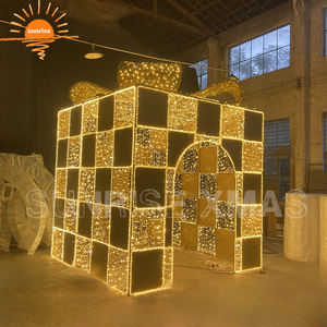 Noël RVB personnalisé LED 3d sculpture éclairage boîte-cadeau de Noël lumières à thème géant pour la décoration de centre commercial - Product Image 1