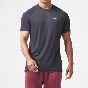 卸売カスタム60ポリエステル40コットンTシャツフィットネスブランクTシャツ半袖メンズプレーンジムTシャツ