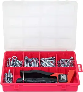 62 adet M4/M5/M6 demir galvanizli Hollow perde duvar genişleme vida + kırmızı kolu duvar yardımcısı mükemmel ağır Metal ayar aracı - Product Image 1