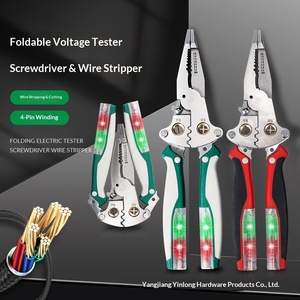 Pelacables multifuncional tipo llave con probador de voltaje, para pelar aislamiento y enrollar cables manualmente - Product Image 1