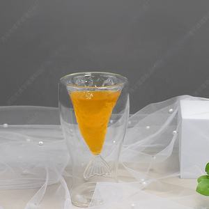 ถ้วยแก้วทรงหางปลาผนังสองชั้นทนความร้อนสุดสร้างสรรค์แก้วไวน์แดงทำจากไอศกรีมใส่น้ำผลไม้ - Product Image 2