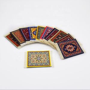 Posavasos de tela ecológica con estampado personalizado de estilo árabe oriental vintage, antideslizante, con diseño de taza de café. - Product Image 3