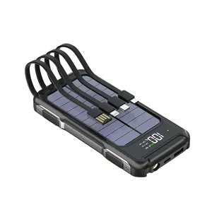 2024 japon Ama zon battre la vente 20000Mah chargeur solaire Portable double Ports solaire PowerBank type-c câble chargeur d'énergie solaire avec SO