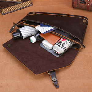 <span class=keywords><strong>Bolso</strong></span> <span class=keywords><strong>Bandolera</strong></span> Vintage de Gran Capacidad de <span class=keywords><strong>Piel</strong></span> de Vaca Genuina Crazy Horse para <span class=keywords><strong>Hombre</strong></span> <span class=keywords><strong>Bolso</strong></span> de Pecho para Motociclista - Product Image 6