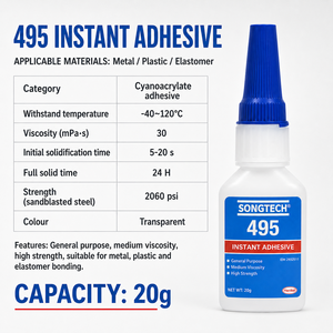 Adhesivo <span class=keywords><strong>de</strong></span> <span class=keywords><strong>Cianoacrilato</strong></span> Industrial SONGTECH Directo <span class=keywords><strong>de</strong></span> Fábrica, Alternativa a Loctite 401 406 460 480 495 496, Pegamento CA <span class=keywords><strong>de</strong></span> Curado Rápido - Product Image 3