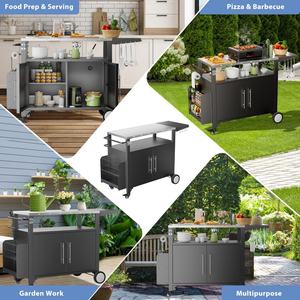 Mesa de Preparación Móvil para Barbacoa AJUNION, Carrito de Parrilla para Exteriores, Gabinete de Almacenamiento, Isla de <span class=keywords><strong>Cocina</strong></span> para Exteriores, Mesa Auxiliar Plegable con Ruedas - Product Image 3