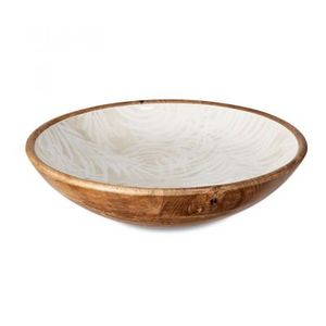 Ensemble de bols en bois de style classique faible profondeur imprimé de fleurs enduites d'émail transparent plat de service polyvalent salade de fruits invités durable - Product Image 3