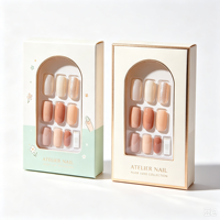Boîte à ongles personnalisée gaufrée avec fenêtre, pliable, écologique, en papier rigide recyclé, auto-érectible, avec insert pour nail art