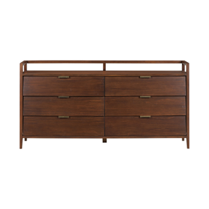 Commode en bois de style Mid-Century Modern avec 6 tiroirs, longue armoire de rangement pour chambre à coucher, salon, meubles de maison - Product Image 2