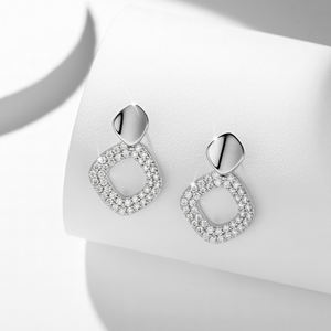 Pendientes de Aro Ruizuan de Plata Pura con Piedra de Silicio y Joyería de Platino - Product Image 3