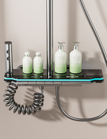 Ensemble de douche de luxe moderne avec logo personnalisé, corps en laiton, 4 fonctions, jet pluie, injection d'air, bouton piano et jet corporel numérique