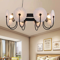 Lustre de chambre minimaliste italien en albâtre, modèle de designer, lampe de style chinois, éclairage créatif en forme de ligne de pêche