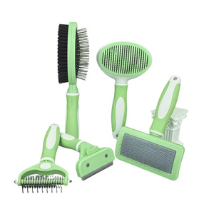 <b>Pet</b> Comb Dog Cat Grooming Metal Pin <b>Brush</b> 135 Degree Angle Detangling Hair Removal Tool Green White - Product Image 4