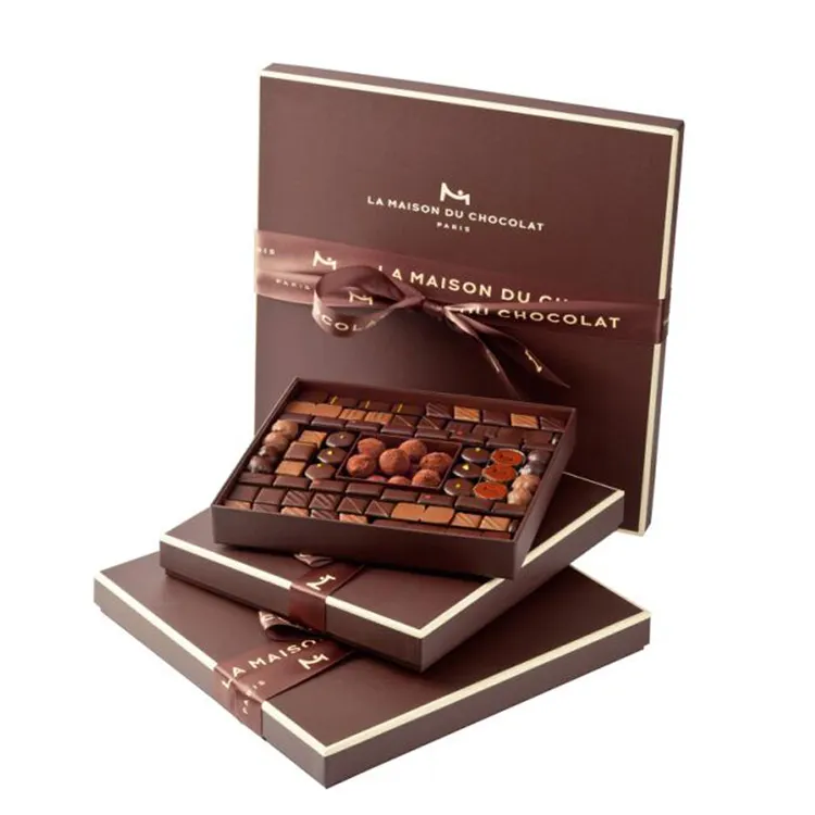 주문 브라운 송로 버섯 초콜렛 상자 리본으로 포장하는 사탕을 위한 호화스러운 마분지 상자 또는 초콜렛