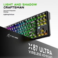 Keyboard gaming mekanik ATTACK SHARK X87ULTRA wired wireless 8K custom tiga mode, layar dot matrix, RGB, dan pencahayaan South-to-North.