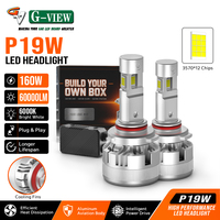 Ampoule de phare LED exclusive brevetée P19W 9005 9006 à trois faces 6000K, boîte personnalisée avec logo OEM, vente en gros directe d'usine, éclairage automobile