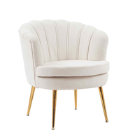Fauteuil de salon confortable de style nordique, design ergonomique, pour chambre à coucher, avec pieds en métal blanc, fauteuil en velours, fauteuil d'appoint
