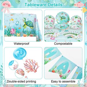 Decoraciones de <span class=keywords><strong>feliz</strong></span> cumpleaños con temática del <span class=keywords><strong>mundo</strong></span> submarino, suministros para fiestas de niñas, pancarta de papel, Día de San Valentín, Pascua - Product Image 3