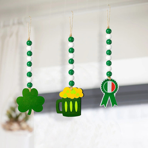 San Patrizio ghirlande di perline di legno decorazioni con perline di trifoglio verde per la decorazione della festa di San Patrizio - Product Image 5