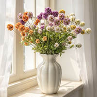 Bunga Scabiosa Buatan Realistis Grosir, Multi Kepala, Tangkai Panjang, untuk Dekorasi Rumah, Pernikahan, Natal