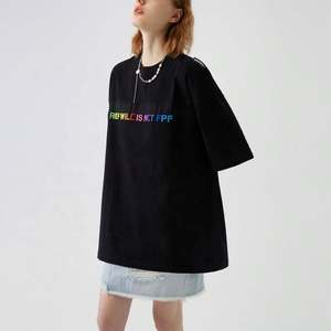 T-Shirt surdimensionné lourd 250 Gsm personnalisé pour femmes tissu tricoté respirant 100% coton brodé Logo coupe ample décontracté - Product Image 6