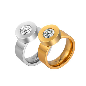 แหวนเพทายทรงเรขาคณิต แบบยูนิเซ็กส์ ขอบประดับทอง เงิน สีทอง สีเงิน เครื่องประดับแฟชั่น ของขวัญ - Product Image 5