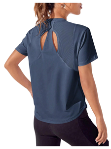 Hauts de sport légers pour femmes, col rond, coupe ajustée, respirants, manches courtes, extensibles dans quatre directions, pour le yoga et la gym - Product Image 1