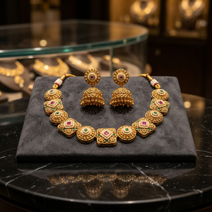 Wholesale High Quality New Vintage Copper Gold Plated Crystal <b>Bridal</b> <b>Jewelry</b> <b>Set</b> Long Mala Necklace Earrings Maang Party Wedding - Product Image 2