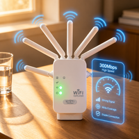 Répéteur WiFi le plus rapide 2025 avec extension WiFi 300M et 6 antennes, amplificateur de signal pour la maison, couvrant jusqu'à 837 m²
