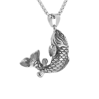 Pendentif en forme de poisson carpe en acier inoxydable, design 3D, bijoux pour homme, sans ternissement