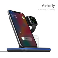 Support de chargeur sans fil 3 en 1 avec charge rapide 15W QC3.0, distance de 3 à 10 mm pour les modèles de montres et d'iPhone