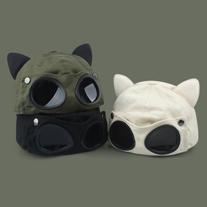 Gli occhiali da sole con personalità del cappello da pilota possono essere indossati cappellino da Baseball anteriore e posteriore con orecchio di gatto - Product Image 6
