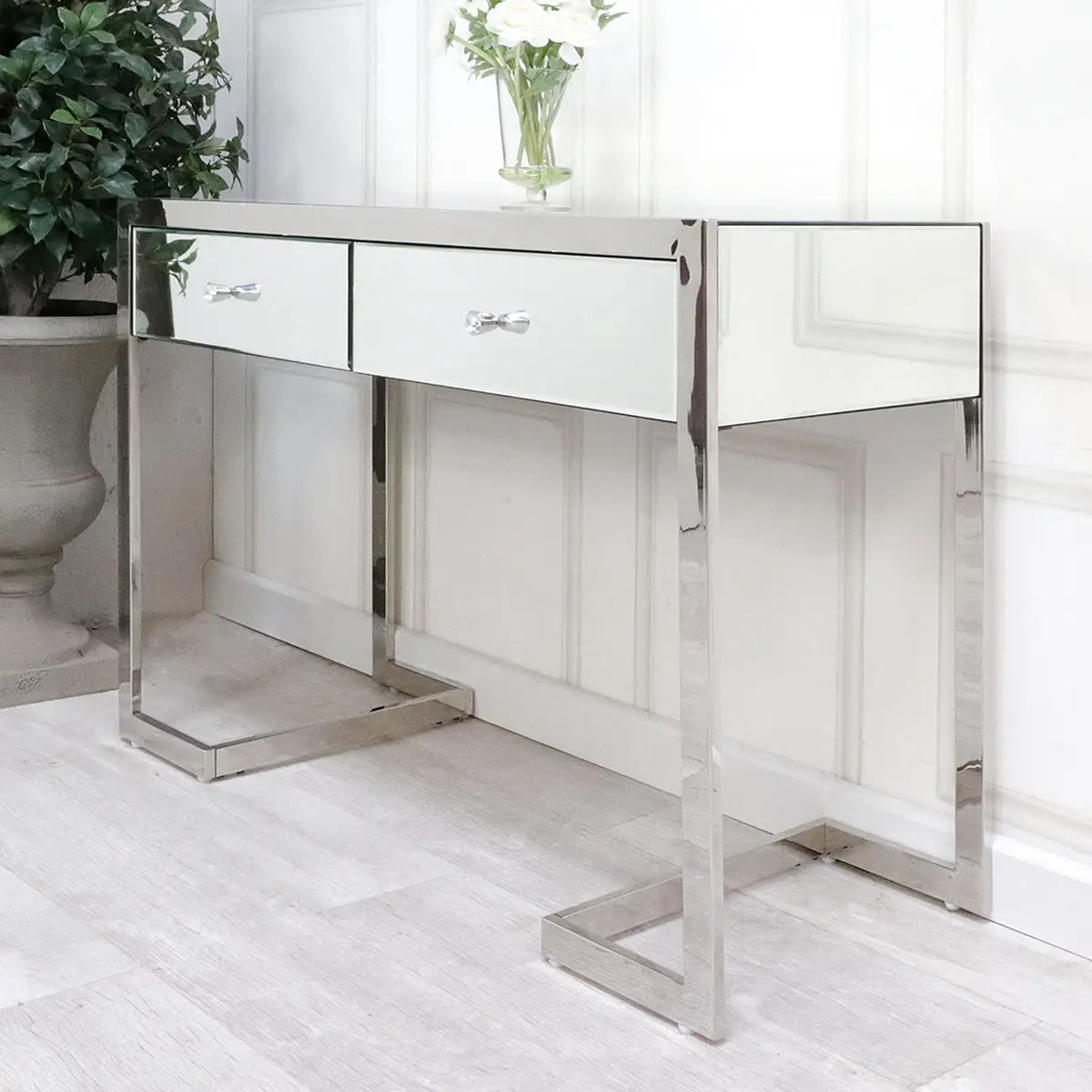 Console de mesa espelhado de luxo de 2022, mesa de corredor de aço inoxidável para casa e sala de estar