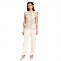 Gilet en crochet personnalisé pour femme OEM ODM, pull sans manches en maille ajourée à ourlet festonné, col rond, décontracté, pour le bureau