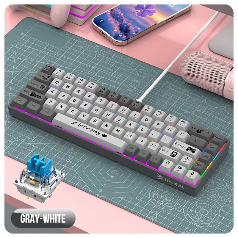 Bj68 wired mechanical keyboard blue switch