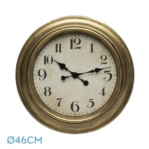 Orologio da parete retrò da 46 cm con lancette color oro, ideale per la decorazione e l'organizzazione del tempo in casa. - Product Image 1