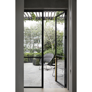 Portes d'entrée en verre et acier à cadre noir avec verrou crémon pour maisons, porte extérieure à double vitrage en fer forgé sur mesure, décoration de la maison - Product Image 1