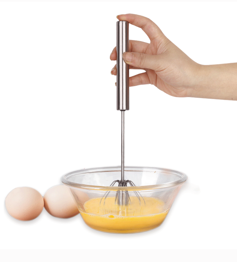 Полуавтоматический вращающийся измельчитель из нержавеющей стали, Ручной смеситель, серебряный инструмент для перемешивания яиц, кухонный антипригарный гибкий крекер