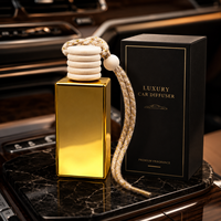 Flacon de parfum de voiture en verre électroplaqué or de luxe 7ml 8ml 10ml 12ml 15ml, diffuseur d'huiles essentielles suspendu, flacon rechargeable