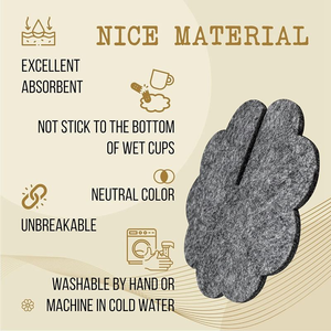 6 Posavasos de Fieltro de Oveja de 5mm de Grosor, Absorbentes, con Soporte para Bebidas, Decoración Ecológica para el Hogar, Regalo - Product Image 3