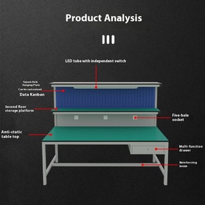 Nouvelle table de travail antistatique pour atelier, ligne d'assemblage, exploitation d'usine, inspections en laboratoire, banc de travail, maintenance, éclairage - Product Image 4
