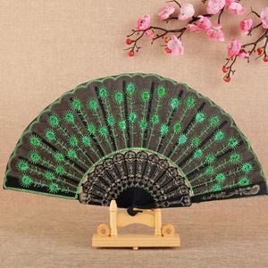 White Handle Fabric Printed Plastic Hand Fan Portable DIY Style for Business <b>Gifts</b> or Parties Model Pattern on Bamboo - Product Image 4