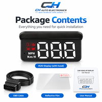 Affichage tête haute OBD2 pour voiture, affichage de la vitesse, de la température de l'eau et de la tension avec une grande police de 2,5 cm, alarme, lecteur de codes de panne Plug & Play pour véhicules OBDII